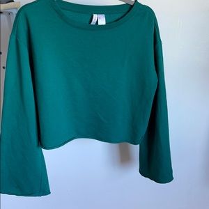 GREEN LONG SLEEVE CROP TOP FROM H&M